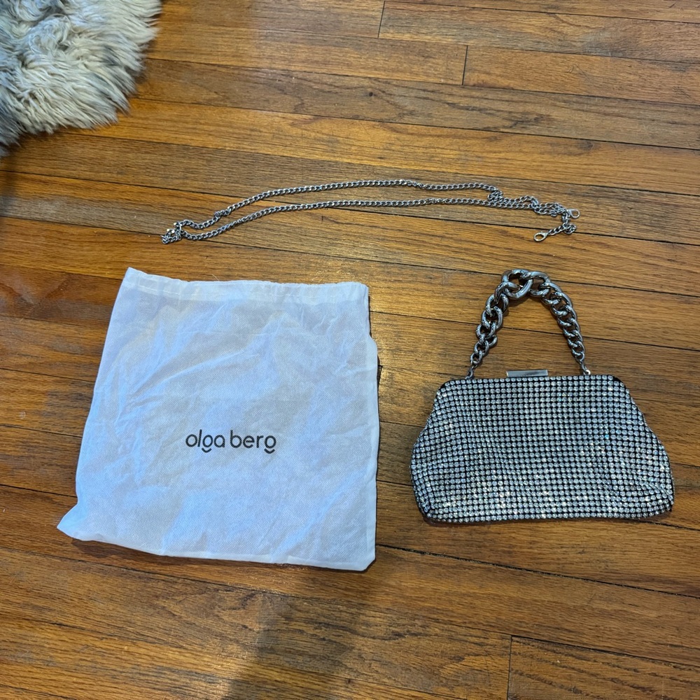 Olga Berg Black and Silver Clutch